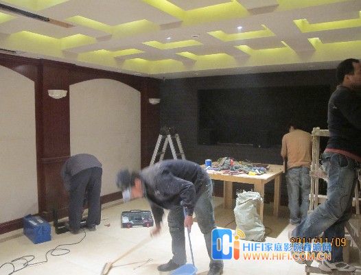 HIFI配置的别墅卡拉OK工程实例 龙湖滟澜山刘总项目 家庭影院装修工程正在施工