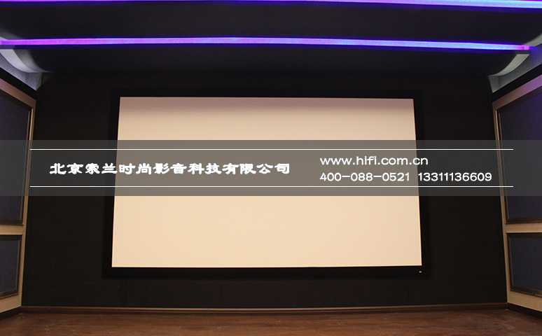 蓝色梦幻,香江花园多功能智能家庭影院装修设计案例 150寸OS透声画框幕布的大画面